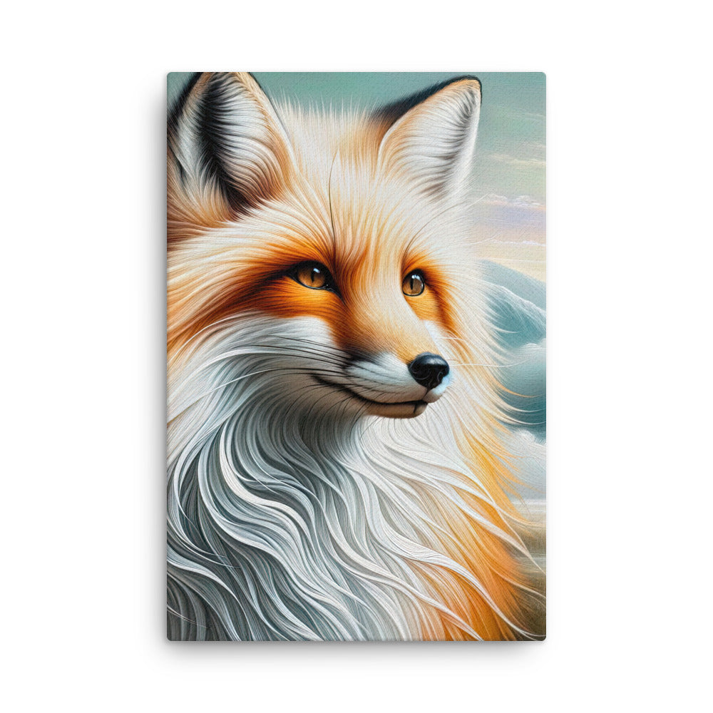 Ölgemälde eines anmutigen, intelligent blickenden Fuchses in Orange-Weiß - Dünne Leinwand camping xxx yyy zzz 61 x 91.4 cm