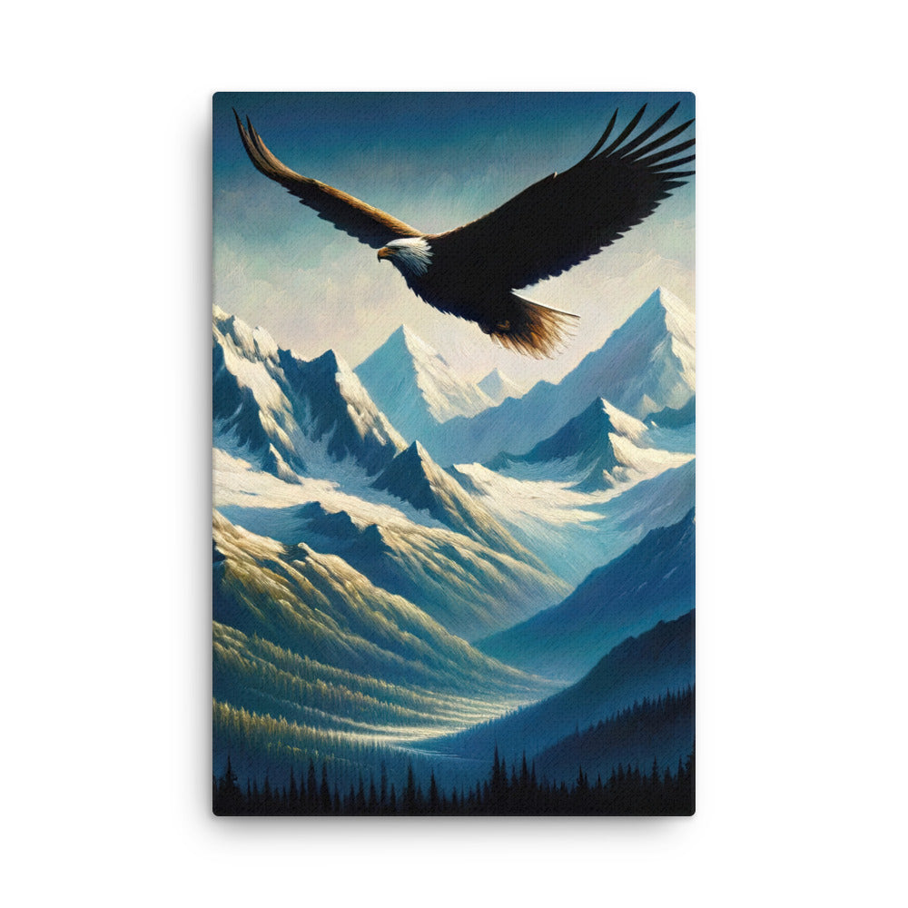 Ölgemälde eines Adlers vor schneebedeckten Bergsilhouetten - Dünne Leinwand berge xxx yyy zzz 61 x 91.4 cm