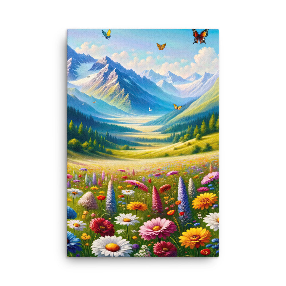 Ölgemälde einer ruhigen Almwiese, Oase mit bunter Wildblumenpracht - Dünne Leinwand camping xxx yyy zzz 61 x 91.4 cm