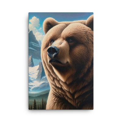 Realistisches Ölgemälde eines männlichen Bären in den Bergen mit Fokus auf Stärke und Schärfe - Dünne Leinwand camping xxx yyy zzz 61 x 91.4 cm