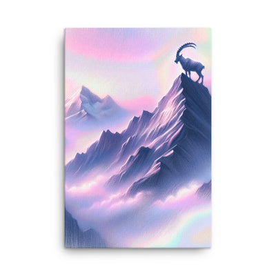 Pastellzeichnung der Alpen im Morgengrauen mit Steinbock in Rosa- und Lavendeltönen - Dünne Leinwand berge xxx yyy zzz 61 x 91.4 cm