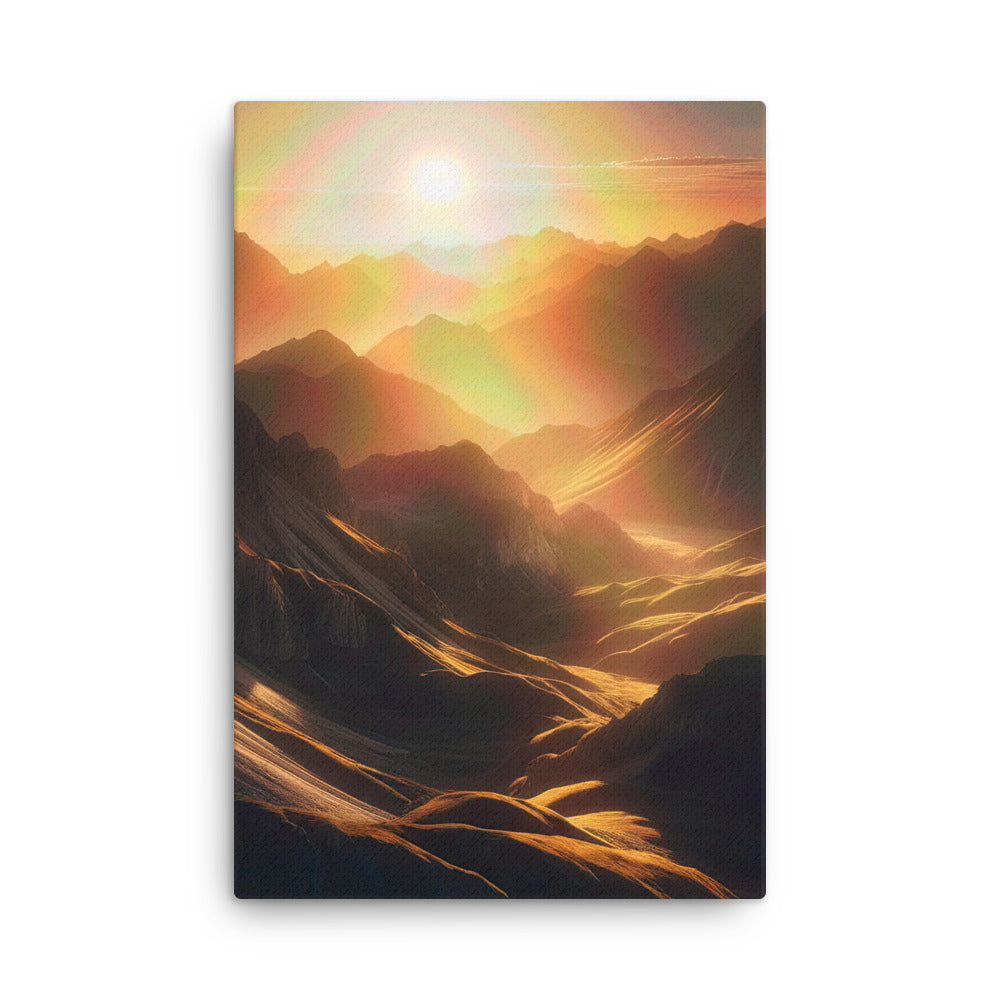 Foto der goldenen Stunde in den Bergen mit warmem Schein über zerklüftetem Gelände - Dünne Leinwand berge xxx yyy zzz 61 x 91.4 cm