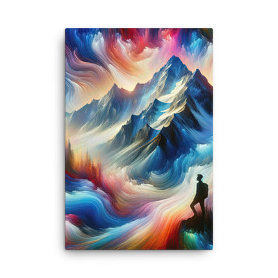 Foto eines abstrakt-expressionistischen Alpengemäldes mit Wanderersilhouette - Dünne Leinwand wandern xxx yyy zzz 61 x 91.4 cm