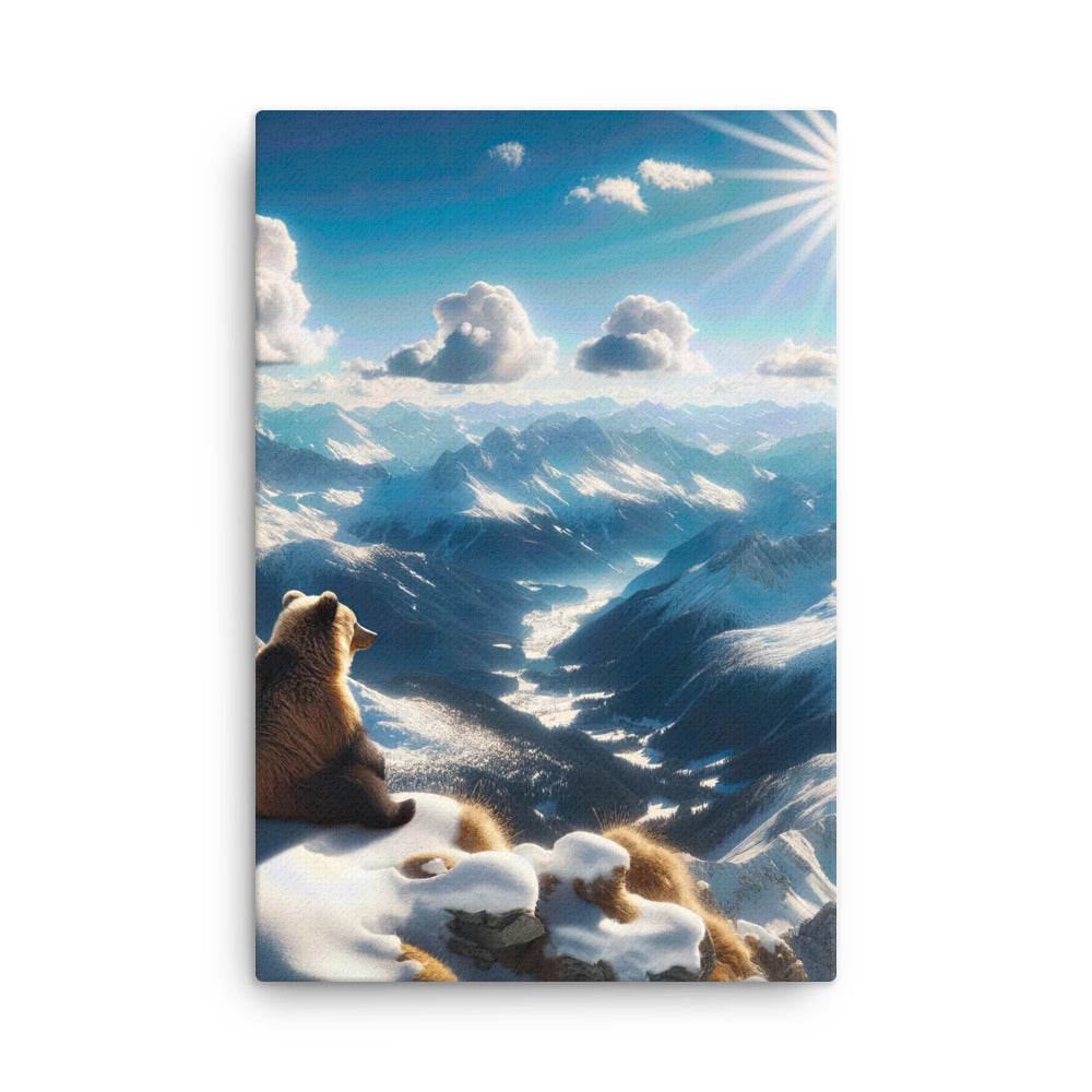 Foto der Alpen im Winter mit Bären auf dem Gipfel, glitzernder Neuschnee unter der Sonne - Dünne Leinwand camping xxx yyy zzz 61 x 91.4 cm