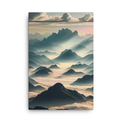 Foto der Alpen im Morgennebel, majestätische Gipfel ragen aus dem Nebel - Dünne Leinwand berge xxx yyy zzz 61 x 91.4 cm