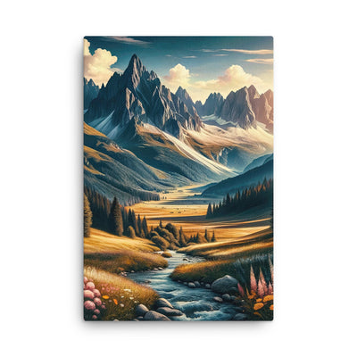 Quadratisches Kunstwerk der Alpen, majestätische Berge unter goldener Sonne - Dünne Leinwand berge xxx yyy zzz 61 x 91.4 cm