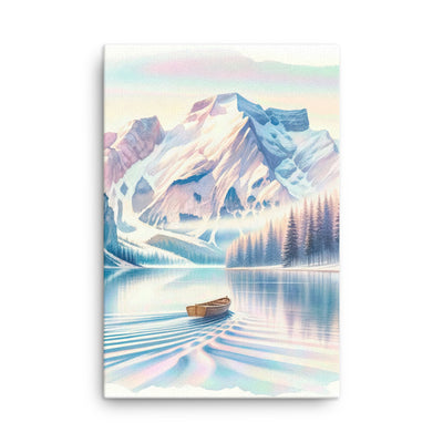 Aquarell eines klaren Alpenmorgens, Boot auf Bergsee in Pastelltönen - Dünne Leinwand berge xxx yyy zzz 61 x 91.4 cm