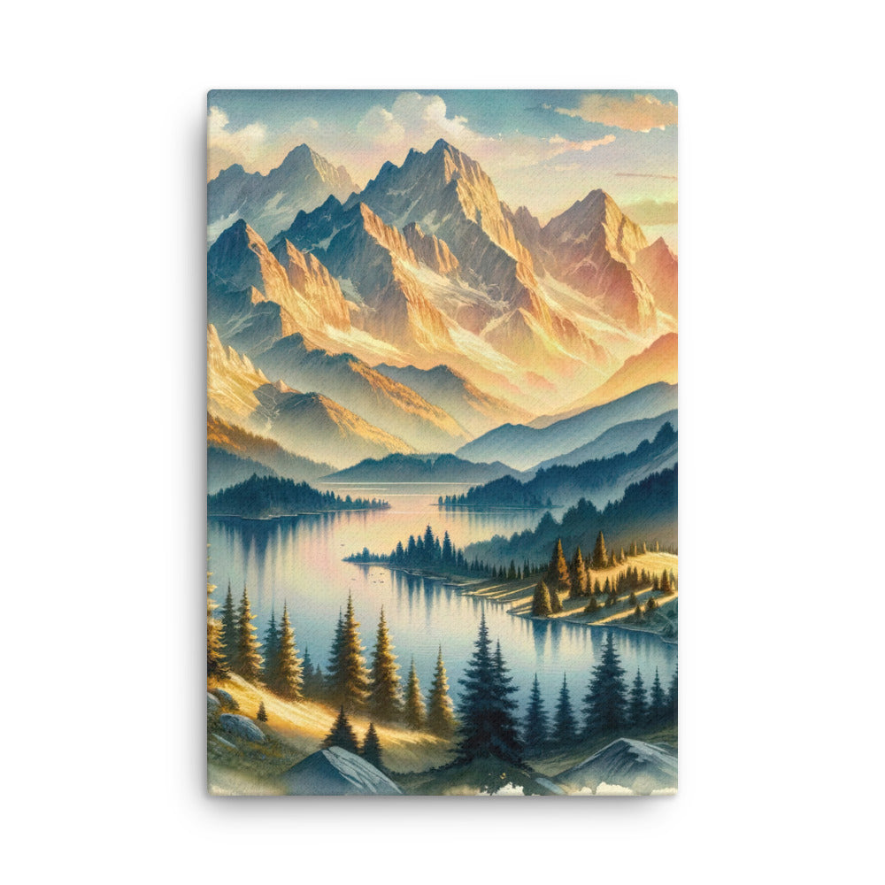 Aquarell der Alpenpracht bei Sonnenuntergang, Berge im goldenen Licht - Dünne Leinwand berge xxx yyy zzz 61 x 91.4 cm