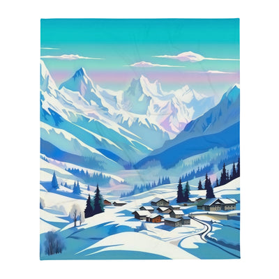 Berge und Schnee - Landschaft - Überwurfdecke ski xxx 127 x 152.4 cm