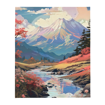 Berge. Fluss und Blumen - Malerei - Überwurfdecke berge xxx 127 x 152.4 cm