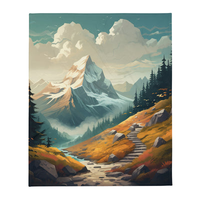 Berge, Wald und Wanderweg - Malerei - Überwurfdecke berge xxx 127 x 152.4 cm