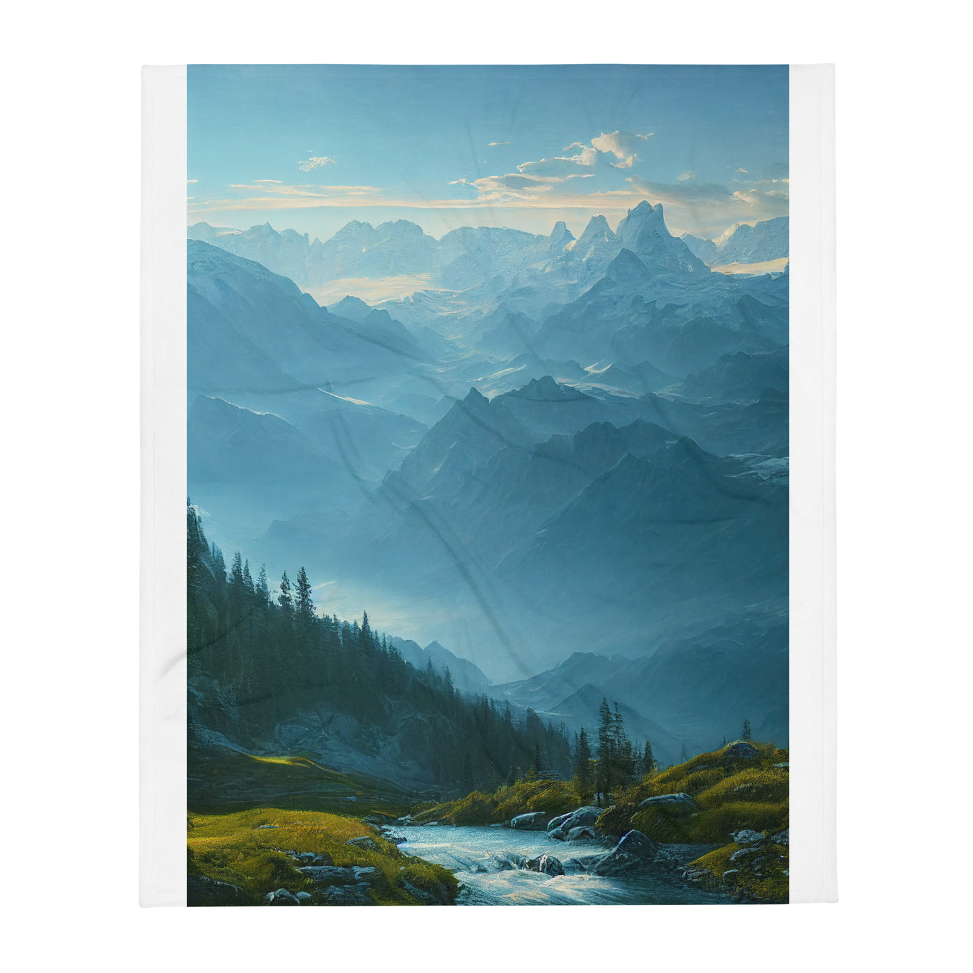 Gebirge, Wald und Bach - Überwurfdecke berge xxx 127 x 152.4 cm