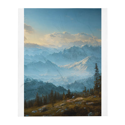 Schöne Berge mit Nebel bedeckt - Ölmalerei - Überwurfdecke berge xxx 127 x 152.4 cm