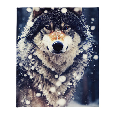 Wolf im Schnee - Episches Foto - Überwurfdecke camping xxx 127 x 152.4 cm