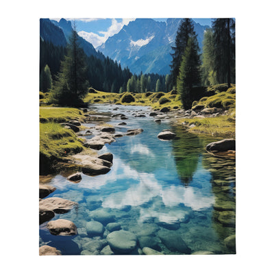 Österreichische Alpen und steiniger Bach - Überwurfdecke berge xxx 127 x 152.4 cm