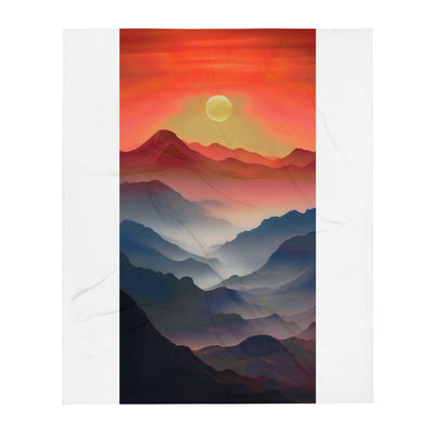 Sonnteruntergang, Gebirge und Nebel - Landschaftsmalerei - Überwurfdecke berge xxx 127 x 152.4 cm