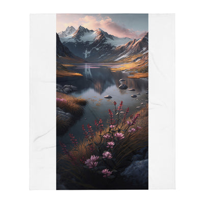 Berge, Bergsee und Blumen - Überwurfdecke berge xxx 127 x 152.4 cm