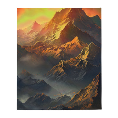 Wunderschöne Himalaya Gebirge im Nebel und Sonnenuntergang - Malerei - Überwurfdecke berge xxx 127 x 152.4 cm
