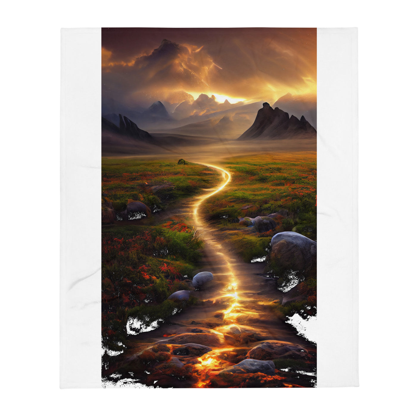 Landschaft mit wilder Atmosphäre - Malerei - Überwurfdecke berge xxx 127 x 152.4 cm