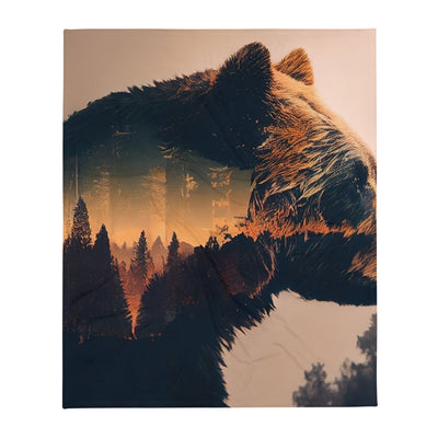 Bär und Bäume Illustration - Überwurfdecke camping xxx 127 x 152.4 cm