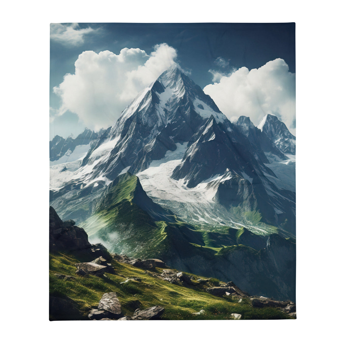 Gigantischer Berg - Landschaftsmalerei - Überwurfdecke berge xxx 127 x 152.4 cm
