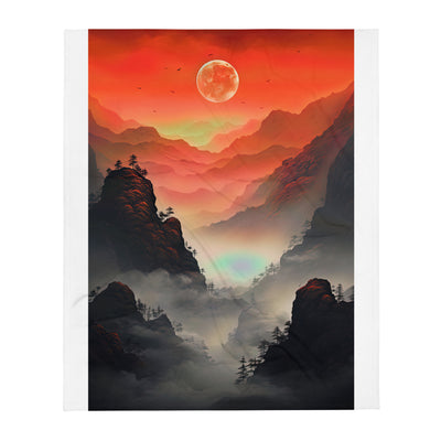 Gebirge, rote Farben und Nebel - Episches Kunstwerk - Überwurfdecke berge xxx 127 x 152.4 cm