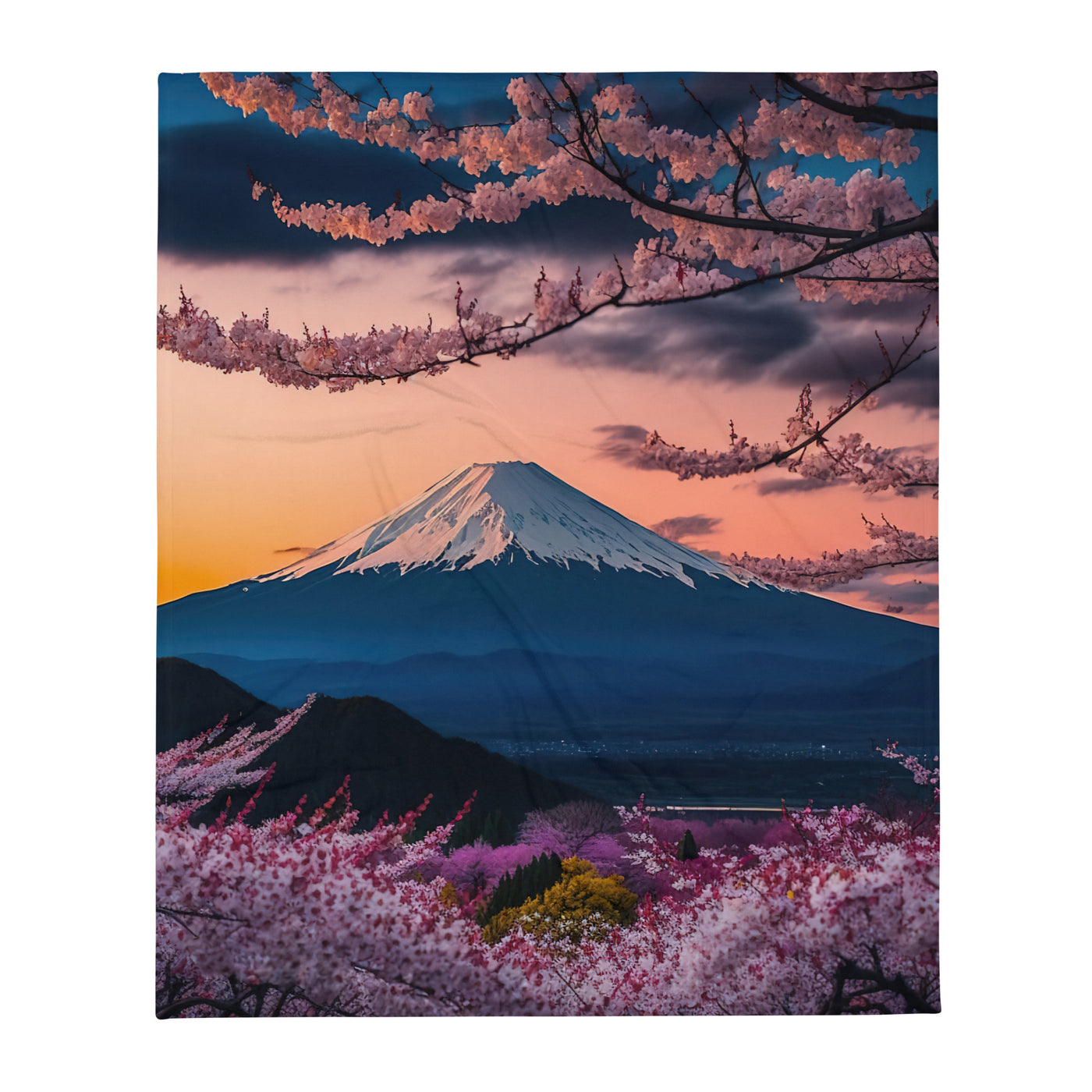 Berg - Pinke Bäume und Blumen - Überwurfdecke berge xxx 127 x 152.4 cm