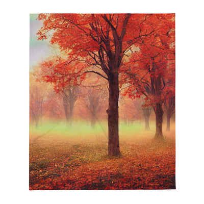 Wald im Herbst - Rote Herbstblätter - Überwurfdecke camping xxx 127 x 152.4 cm