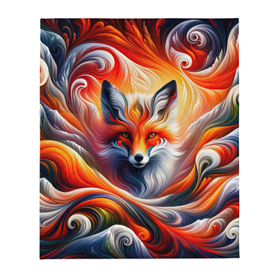 Abstraktes Kunstwerk, das den Geist der Alpen verkörpert. Leuchtender Fuchs in den Farben Orange, Rot, Weiß - Überwurfdecke camping xxx yyy zzz 127 x 152.4 cm