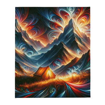 Abstrakte Kunst der Alpen, wo die Berge mit dynamischen Farben und Mustern pulsieren und eine Szene Energie schaffen - Überwurfdecke camping xxx yyy zzz 127 x 152.4 cm