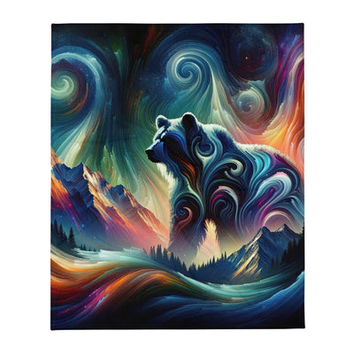 Abstrakte Kunst, die majestätischen Alpen mit Farben und komplizierten Mustern darstellt. Markante Bären Silhouette - Überwurfdecke camping xxx yyy zzz 127 x 152.4 cm