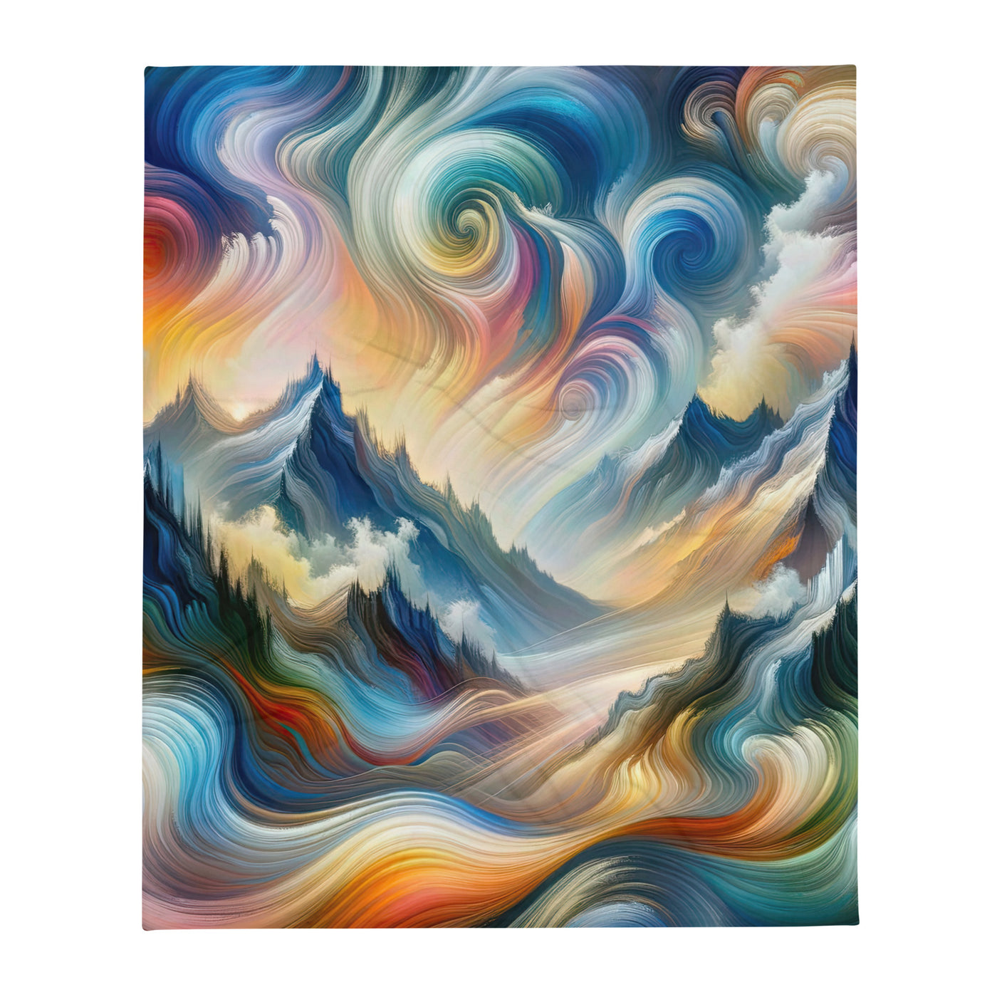 Ätherische schöne Alpen in lebendigen Farbwirbeln - Abstrakte Berge - Überwurfdecke berge xxx yyy zzz 127 x 152.4 cm
