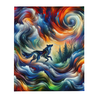 Alpen Abstraktgemälde mit Wolf Silhouette in lebhaften Farben (AN) - Überwurfdecke xxx yyy zzz 127 x 152.4 cm
