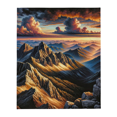 Alpen in Abenddämmerung: Acrylgemälde mit beleuchteten Berggipfeln - Überwurfdecke berge xxx yyy zzz 127 x 152.4 cm