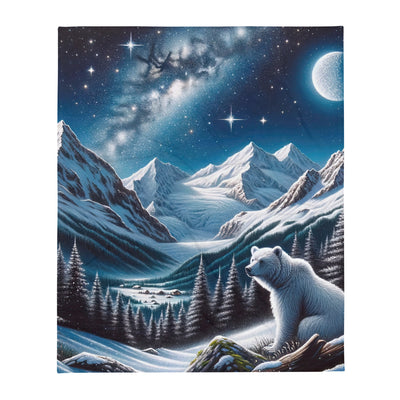 Sternennacht und Eisbär: Acrylgemälde mit Milchstraße, Alpen und schneebedeckte Gipfel - Überwurfdecke camping xxx yyy zzz 127 x 152.4 cm