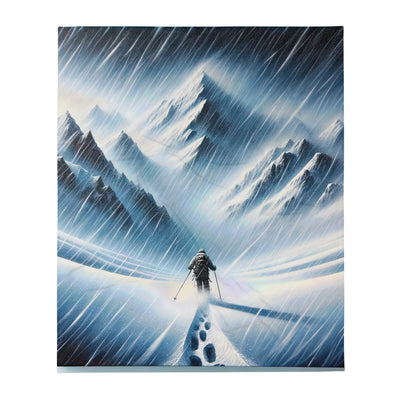 Wanderer und Bergsteiger im Schneesturm: Acrylgemälde der Alpen - Überwurfdecke wandern xxx yyy zzz 127 x 152.4 cm
