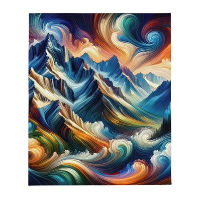 Abstrakte Kunst der Alpen mit lebendigen Farben und wirbelnden Mustern, majestätischen Gipfel und Täler - Überwurfdecke berge xxx yyy zzz 127 x 152.4 cm