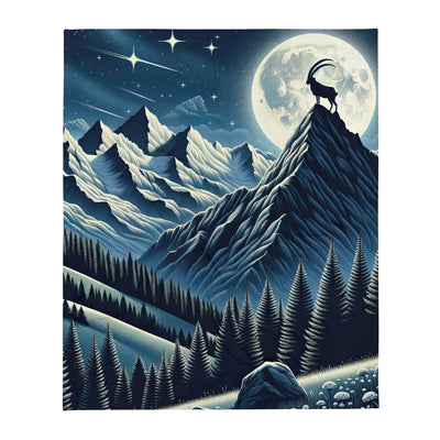 Steinbock in Alpennacht, silberne Berge und Sternenhimmel - Überwurfdecke berge xxx yyy zzz 127 x 152.4 cm