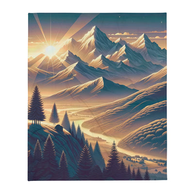Alpen-Morgendämmerung, erste Sonnenstrahlen auf Schneegipfeln - Überwurfdecke berge xxx yyy zzz 127 x 152.4 cm