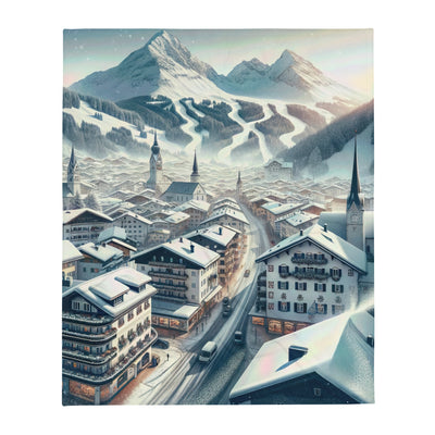 Winter in Kitzbühel: Digitale Malerei von schneebedeckten Dächern - Überwurfdecke berge xxx yyy zzz 127 x 152.4 cm
