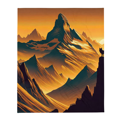 Fuchs in Alpen-Sonnenuntergang, goldene Berge und tiefe Täler - Überwurfdecke camping xxx yyy zzz 127 x 152.4 cm