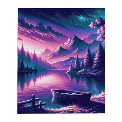 Magische Alpen-Dämmerung, rosa-lila Himmel und Bergsee mit Boot - Überwurfdecke berge xxx yyy zzz 127 x 152.4 cm