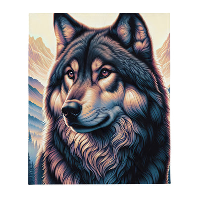 Majestätischer, glänzender Wolf in leuchtender Illustration (AN) - Überwurfdecke xxx yyy zzz 127 x 152.4 cm