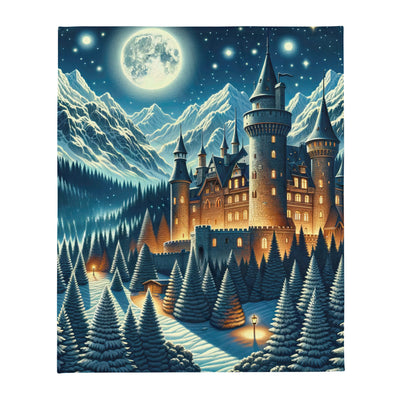 Mondhelle Schlossnacht in den Alpen, sternenklarer Himmel - Überwurfdecke berge xxx yyy zzz 127 x 152.4 cm
