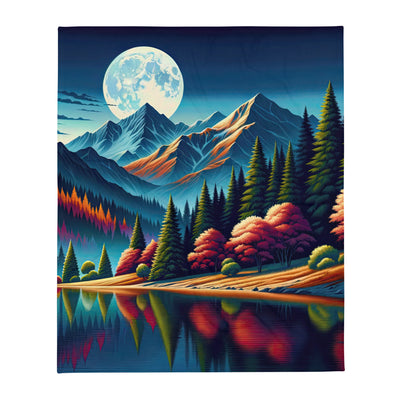 Ruhiger Herbstabend in den Alpen, grün-rote Berge - Überwurfdecke berge xxx yyy zzz 127 x 152.4 cm