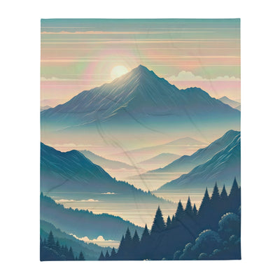 Bergszene bei Morgendämmerung, erste Sonnenstrahlen auf Bergrücken - Überwurfdecke berge xxx yyy zzz 127 x 152.4 cm