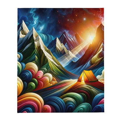 Abstrakte Bergwelt in lebendigen Farben mit Zelt - Überwurfdecke camping xxx yyy zzz 127 x 152.4 cm