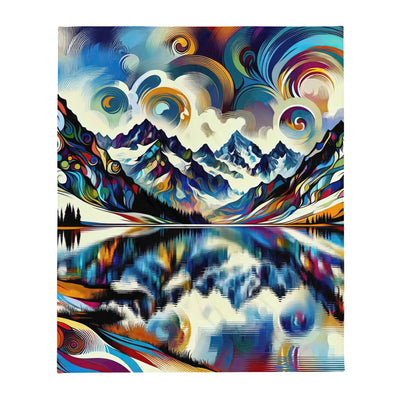 Alpensee im Zentrum eines abstrakt-expressionistischen Alpen-Kunstwerks - Überwurfdecke berge xxx yyy zzz 127 x 152.4 cm