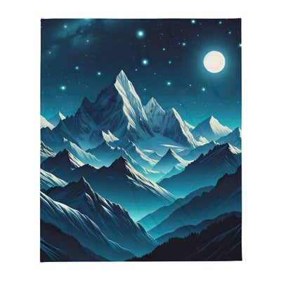Sternenklare Nacht über den Alpen, Vollmondschein auf Schneegipfeln - Überwurfdecke berge xxx yyy zzz 127 x 152.4 cm