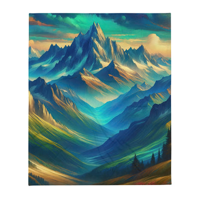 Atemberaubende alpine Komposition mit majestätischen Gipfeln und Tälern - Überwurfdecke berge xxx yyy zzz 127 x 152.4 cm